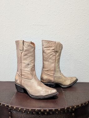 FRYE Women's Metallic Gold Leather Western Cowboy Boots - Size 7.5 M